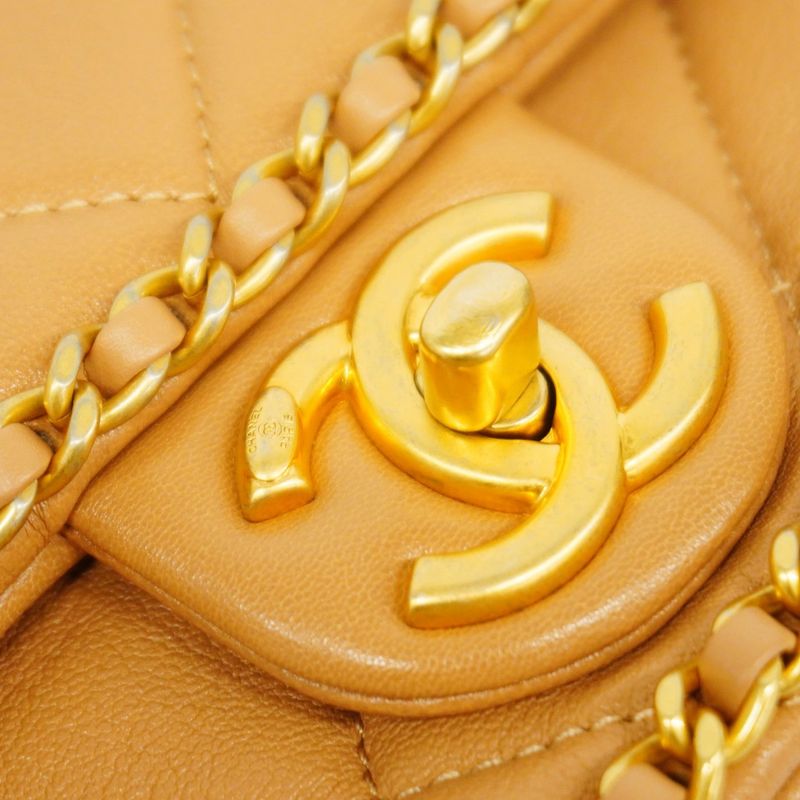 Chanel Handbag Matelasse Lambskin Beige Gold Hardware 2way Bag Ladies