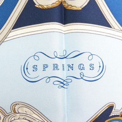 Hermes Springs 100% Silk Carré 45 Scarf Blue Navy Color Made In France Women's