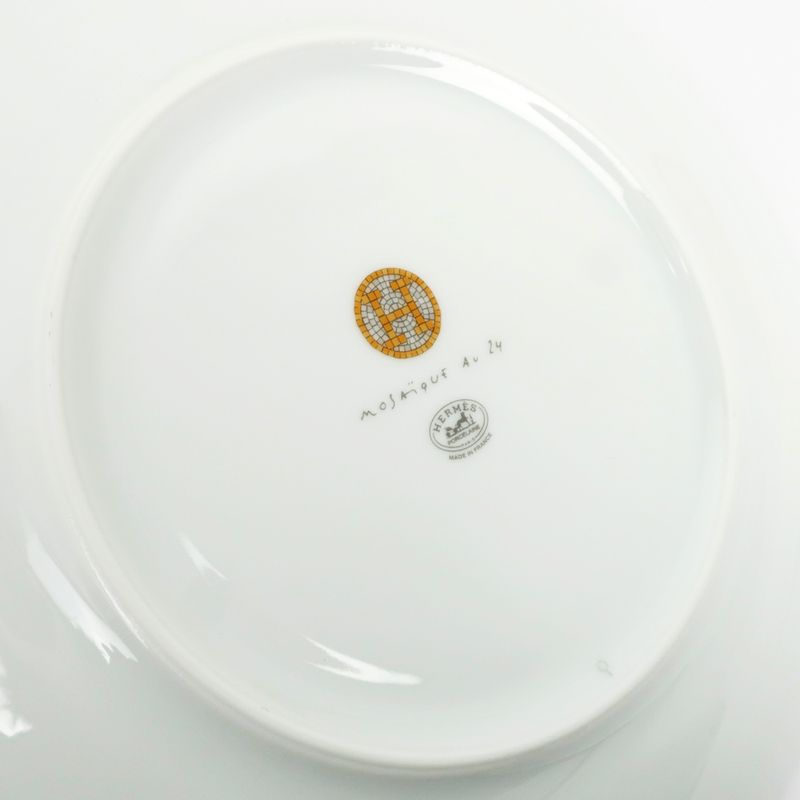 Hermes Dessert Plate Mosaic Van Quatre Gold Plate Pottery Accessories