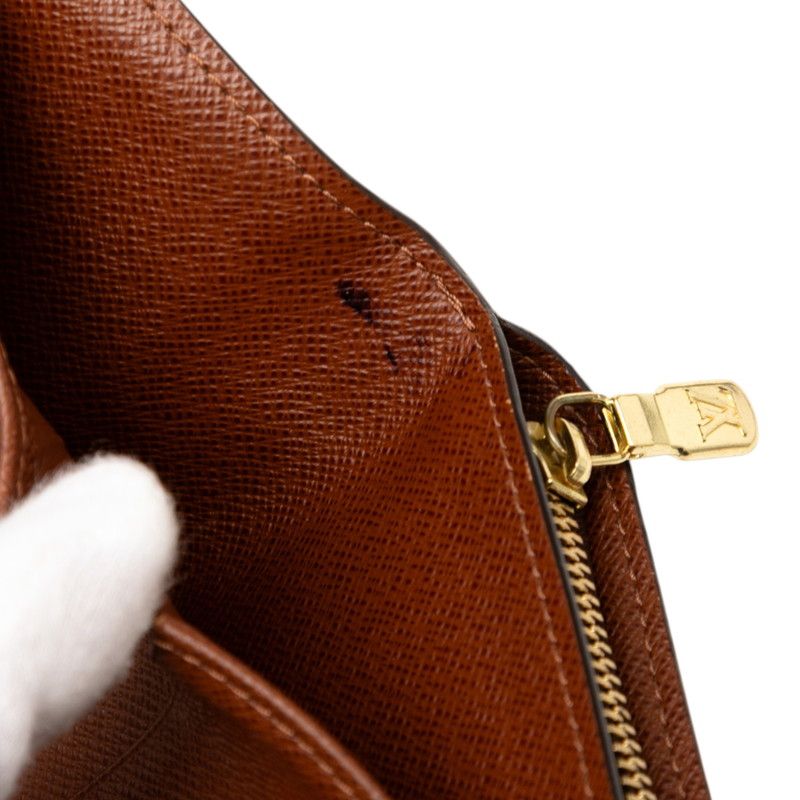 Louis Vuitton Monogram Compact Zip Fold Wallet Compact Wallet M61667 Brown PVC