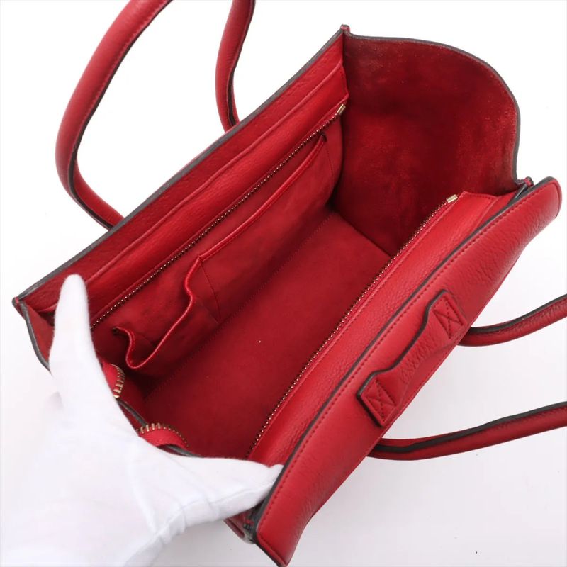 Celine Luggage Micro Shopper Leather Handbag Tote Women's EEE Cw67-1