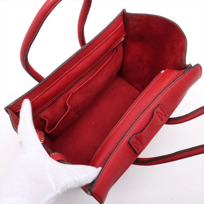 Celine Luggage Micro Shopper Leather Handbag Tote Women's EEE Cw67-1