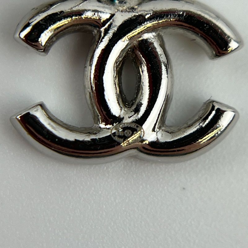 Chanel Coco Mark Accessories Ribbon Earrings Silver B18P Vintage Ladies