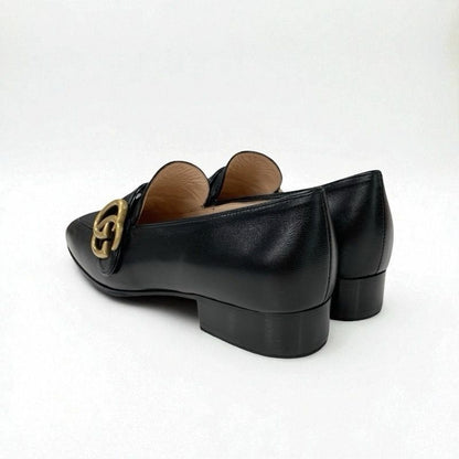 Gucci Double G Loafers Leather Shoes Leather Black Gold Ggmarmont