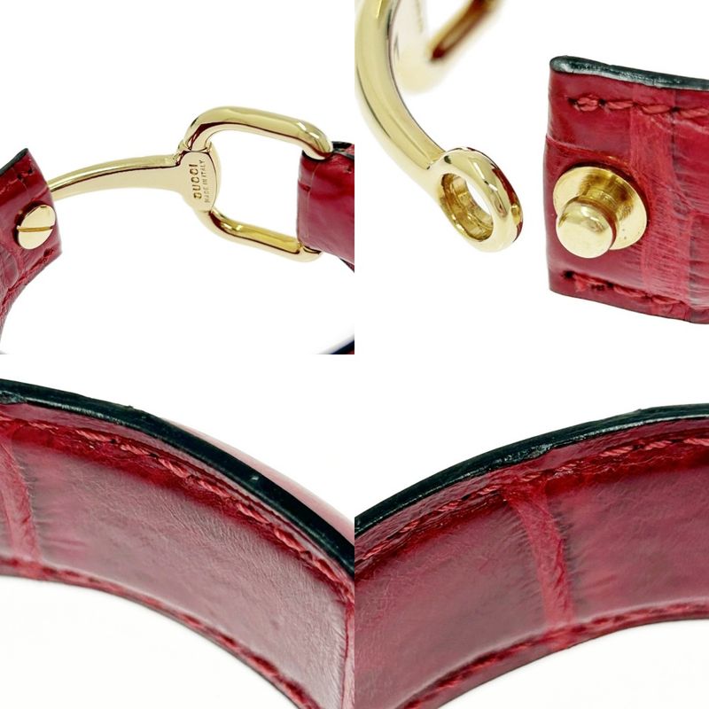 Gucci GP Leather Horsebit Bangle Red 498201 Bangle