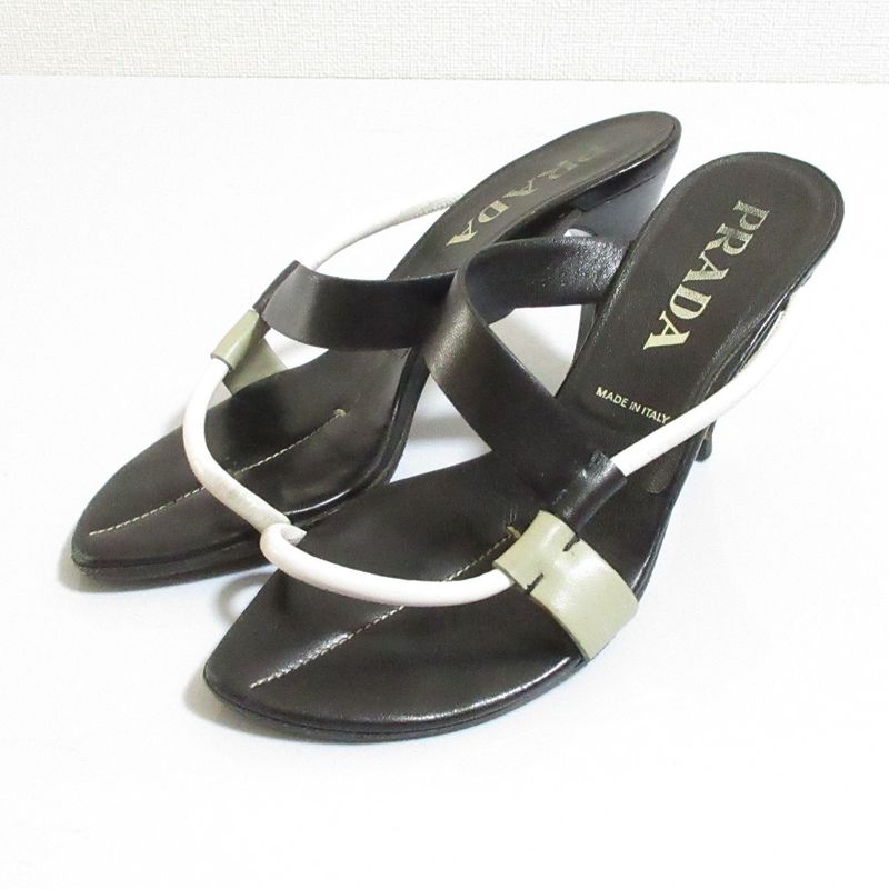 Good Prada Color Scheme Leather Strap Sandals Mules Size 36 Approx 23cm