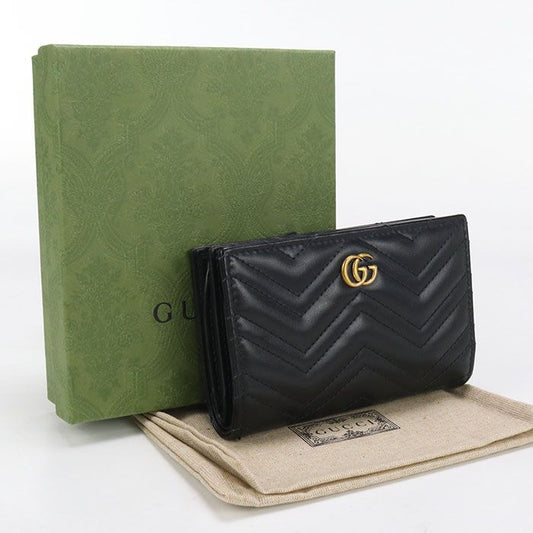 Gucci Card Case Wallet Double G 781583 Bifold Wallet Quilted Leather Women