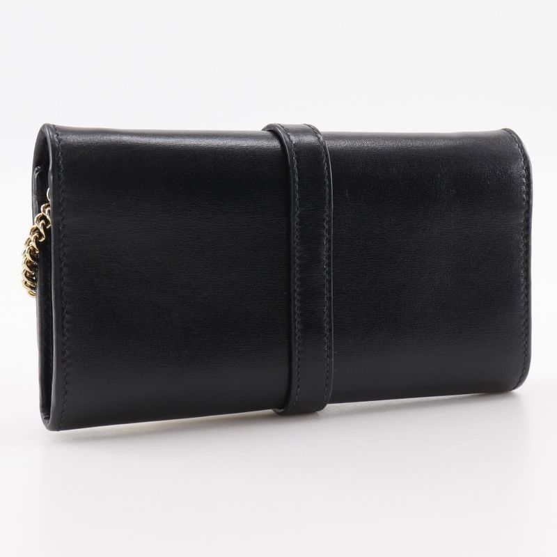 Gucci Jackie 1961 652681 Calf Black Women's Chain Wallet