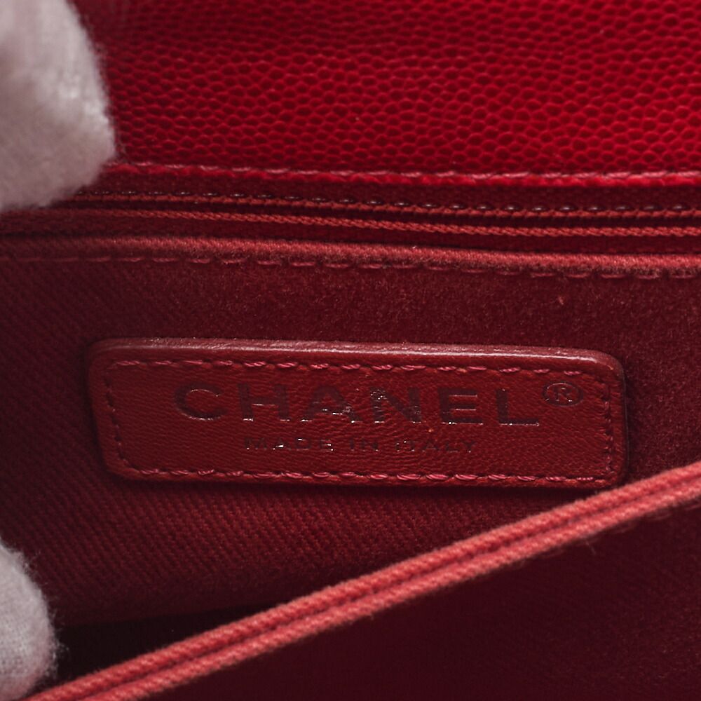 Chanel Chain Shoulder Bag Matelasse Coco Handle 2WAY Handbag Caviar Skin Red