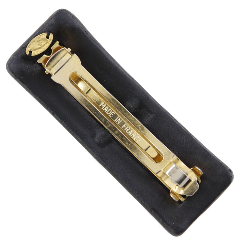 Chanel Turnlock Coco Mark Calf Black Ladies Barrette