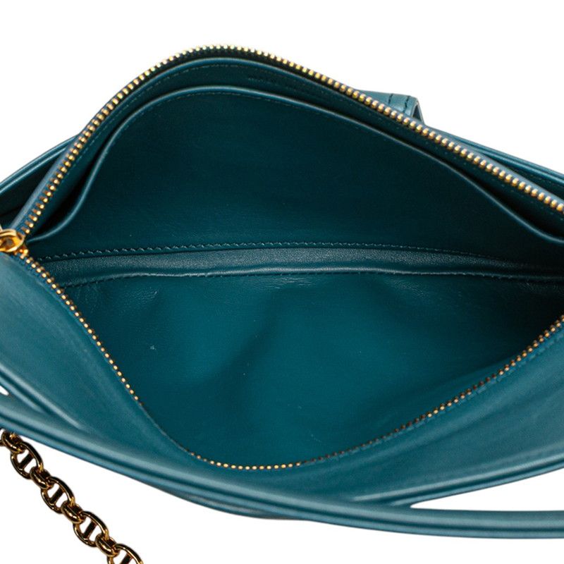 Dior 21SS Dior Double Chain Shoulder Bag Blue Smooth Calfskin Women's Dior