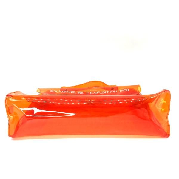 Hermes Vinyl Kelly Clear Hand Bag Orange