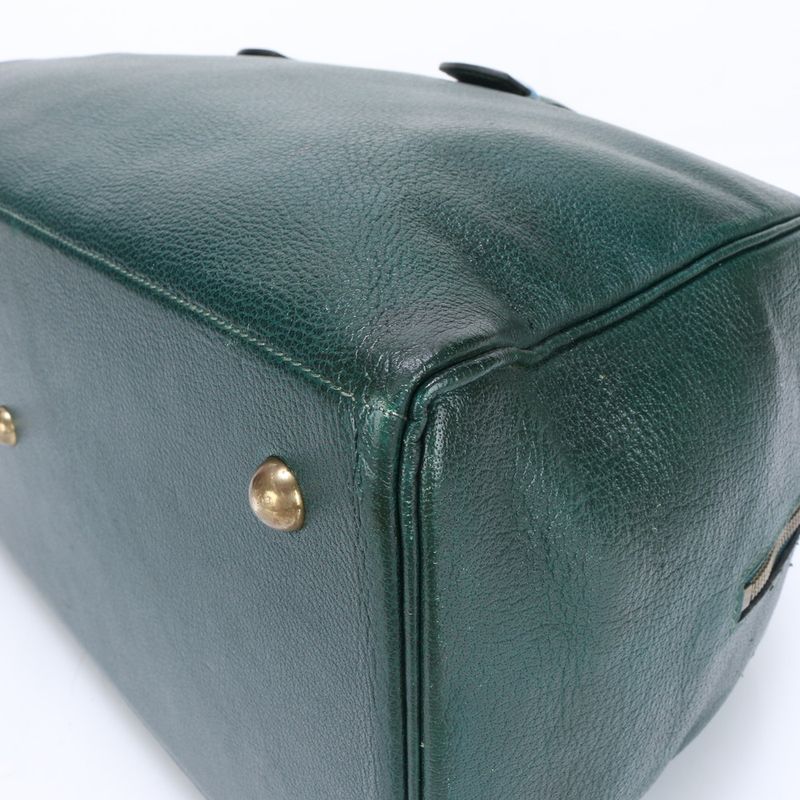 Hermes 00W Marked Gallop 50 Leather Boston Bag Green Business Travel A4 Tote