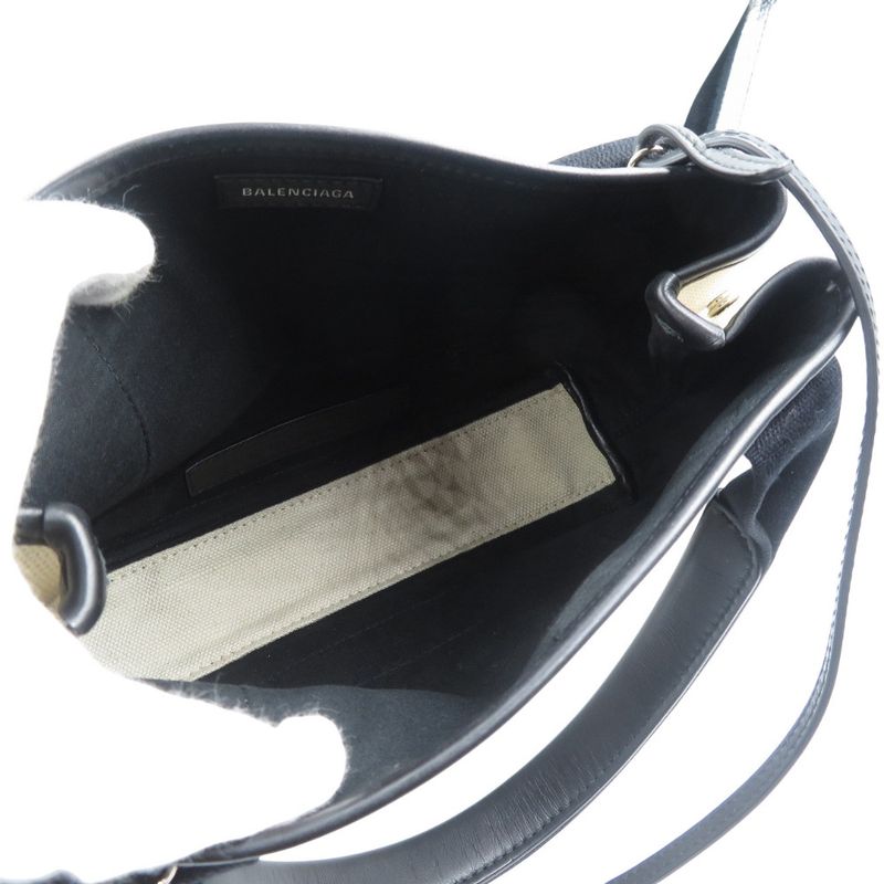 Balenciaga Navy Cabas Su 390346 Canvas Calf Light Beige Black 2WAY Handbag
