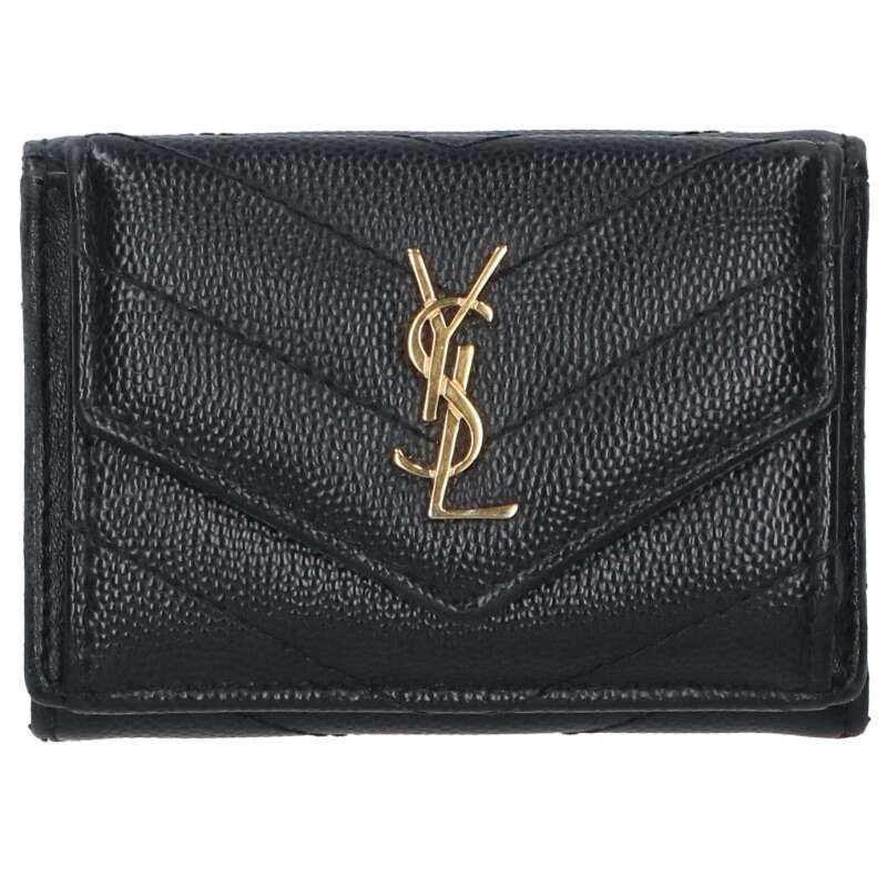 Saint Laurent Paris 403943 YSL Logo Trifold Leather Wallet Women