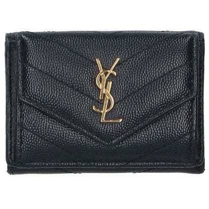 Saint Laurent Paris 403943 YSL Logo Trifold Leather Wallet Women