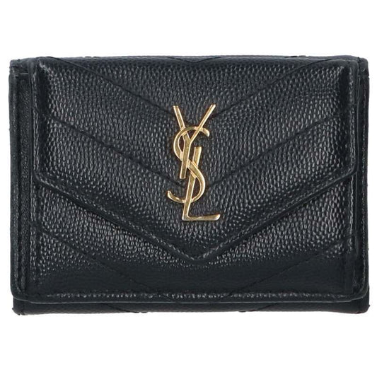 Saint Laurent Paris 403943 YSL Logo Trifold Leather Wallet Women