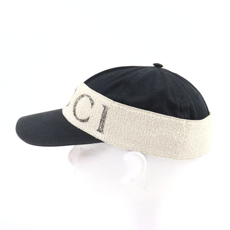 Gucci 492545 100% Cotton Logo-printed Hat With Headband Baseball Cap Black