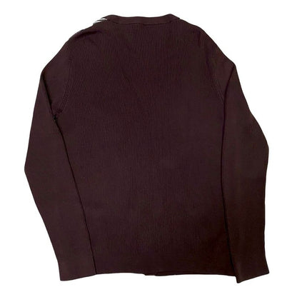 Fendi All-over Pattern Rib Knit Cotton V-neck Cardigan Men's Size 48 Brown