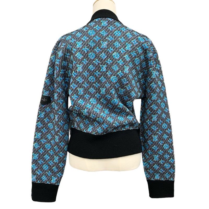 Louis Vuitton Outer Jacket Blouson Monogram Zip Up Black Blue
