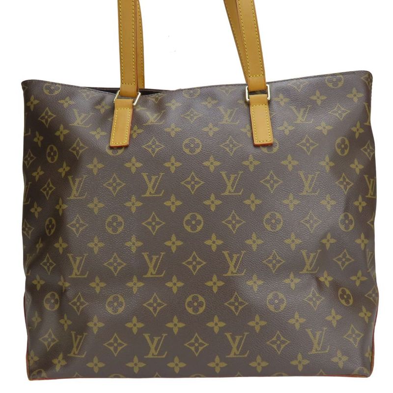 Louis Vuitton Tote Bag Cabas Mezzo M51151 Monogram Nubuck Leather Brown Gold