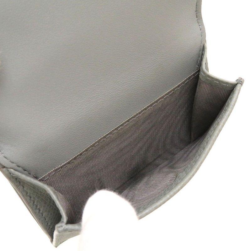 Christian Dior Compact Wallet Leather Gray Trifold Wallet Purse Wallet 0037