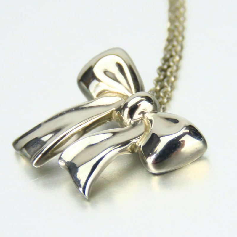 Tiffany & Co Necklace 925 Silver Approx 2.4g Silver Ribbon Cute Accessories