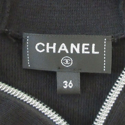 Chanel P78647k11372 Half Zip Cashmere Blend Dress Coco Logo Button Black Size