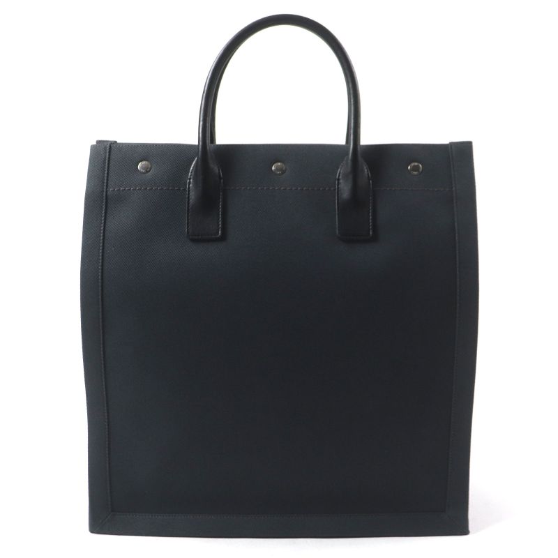  Saint Laurent Paris 632539 Rive Gauche N/S Canvas Leather Tote Bag Dark Gray