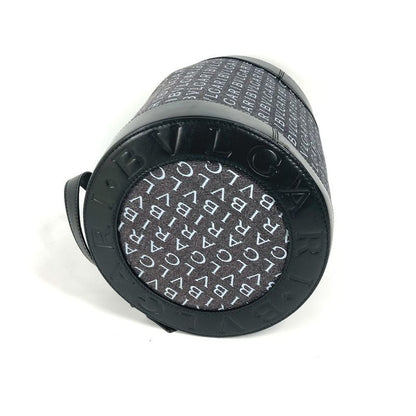 Bvlgari Handbag Logomania Drum Tube Shape Denim Black