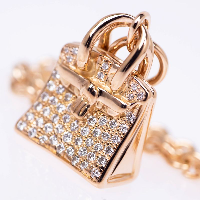 Hermes Bracelet Amulet Birkin SH 750pg 18K Gold Diamond 0.44ct 15cm