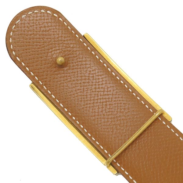 Hermes Belt Horse Buckle #90 Box Calf Vogue River Black and Gold #90 Gold