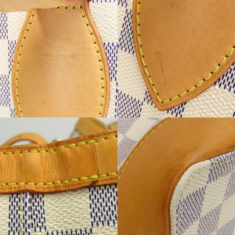 Louis Vuitton Tote Bag Hampstead MM N51206 Damier Azure Nubuck White Gold