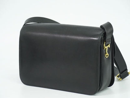 Authentic Celine Carriage Hardware Shoulder Bag Leather Black Bag Pre-owned