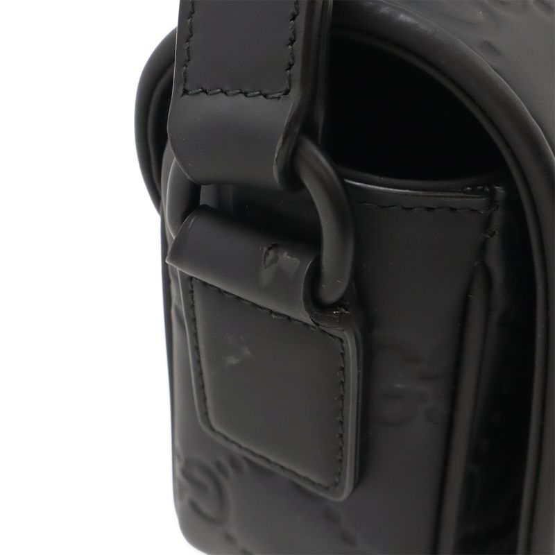 Gucci GG Rubber Effect Super Mini Bag Shoulder Bag Crossbody Black 794062