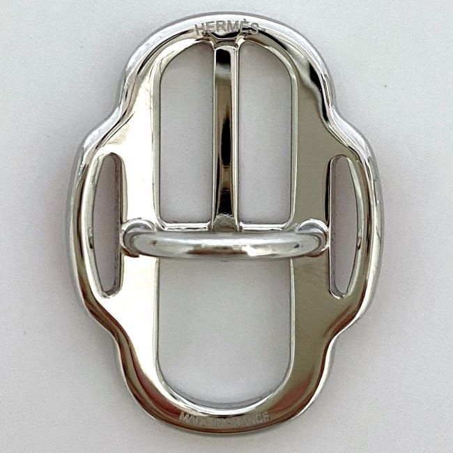 Hermes Scarf Ring Mini Buckle Mini Boucle Silver Red