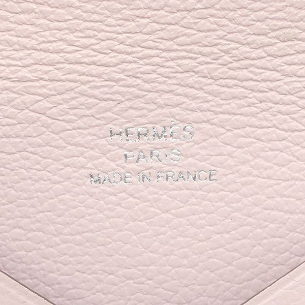 Hermes Card Case Calvi Evercolor Mauve Pale Silver Hardware U Engraved [box