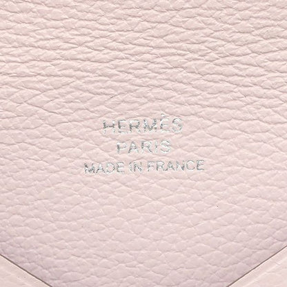 Hermes Card Case Calvi Evercolor Mauve Pale Silver Hardware U Engraved [box