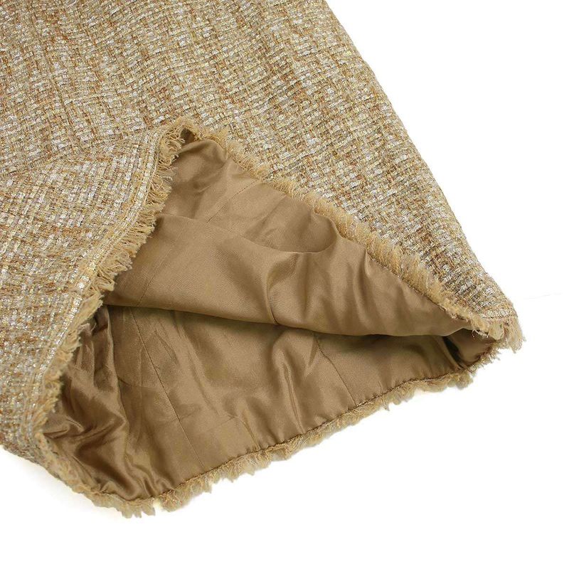Chanel Sleeveless Fringe Tweed Dress P26066v16158 Camel Brown 40