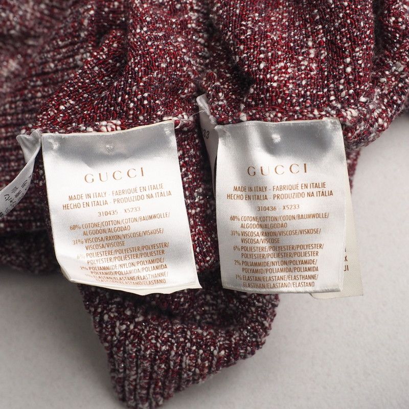 Gucci Ensemble Size S Knit Cardigan Knit Dress GG Logo Lame Red [recommended]