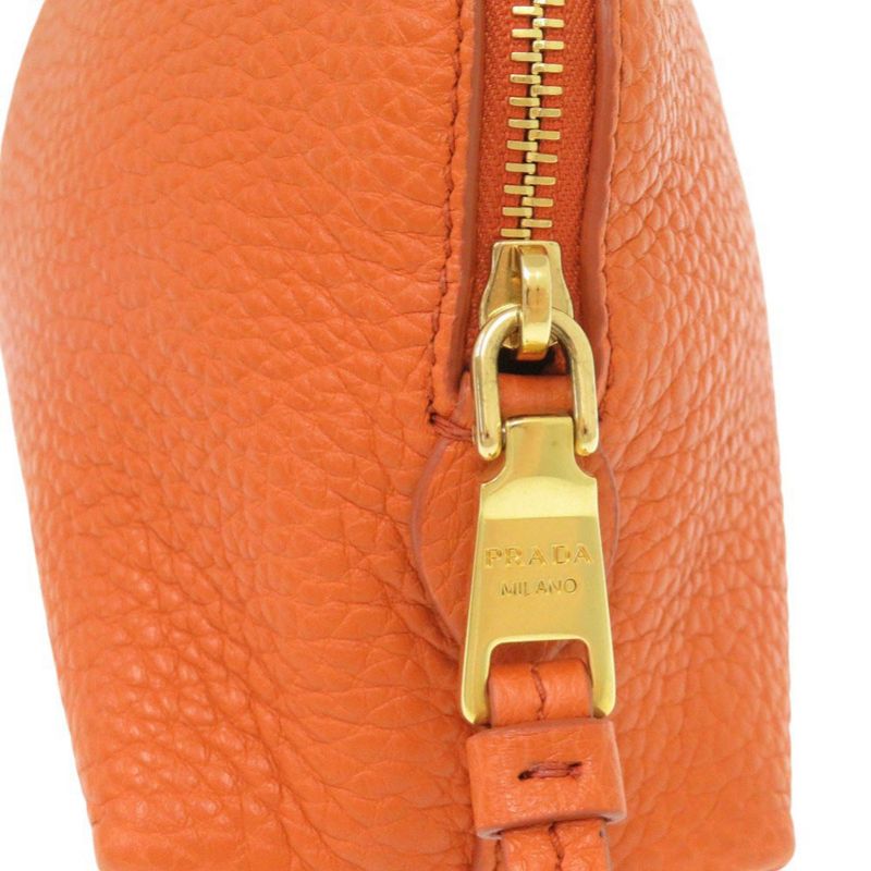 Prada Leather Orange Pouch Cosmetic Pouch 0778 Prada
