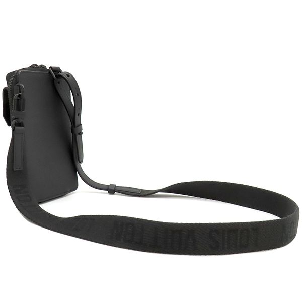 Louis Vuitton Shoulder Bag LV Aerogram Phone Pouch Grain Leather Black Matte