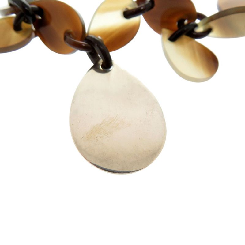 Hermes Large Horn Necklace Teardrop Buffalo Horn Silver 925 Brown 1458 Hermes