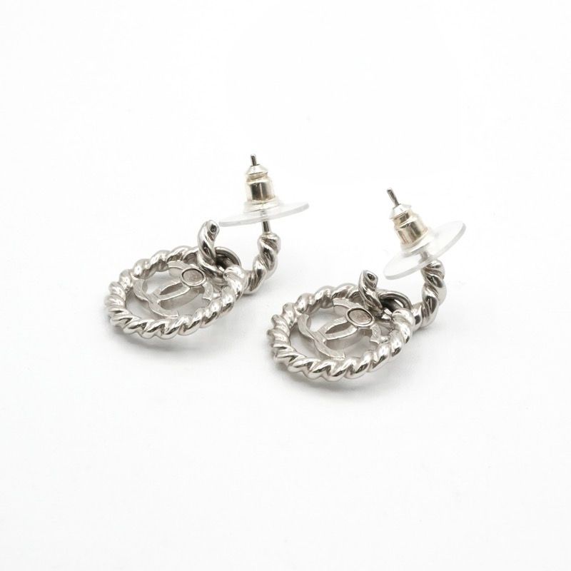 Chanel Earrings Earring Silver Coco Mark Circle