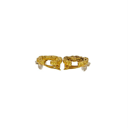 Chanel Vintage Coco Mark Lava Earrings Ear Cuff Accessories 93A