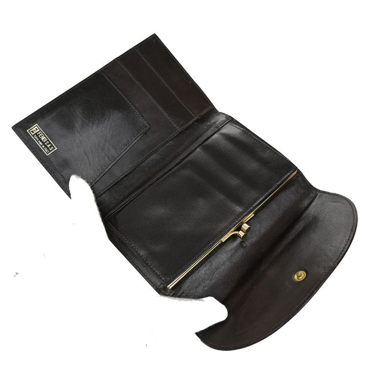 Fendi Trifold Wallet Zucca Pattern Canvas Leather Brown 01ka823