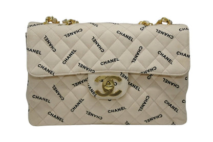 Chanel Maxi Quilted 34 S Flap Chain Shoulder Bag CC Logo Canvas Gold — view 2