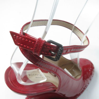 Bottega Veneta Intrecciato Ankle Strap Almond Toe Patent Leather