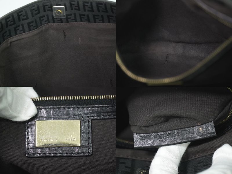 Authentic Fendi Zucchino Tote Handbag Canvas Black 8bh161 Zucchino Bag Pre-owned