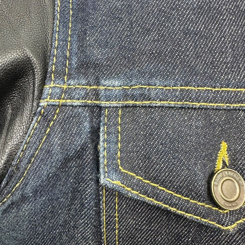Saint Laurent 13aw Leather Sleeve Denim Jacket Leather Sleeve Denim Jacket Up53